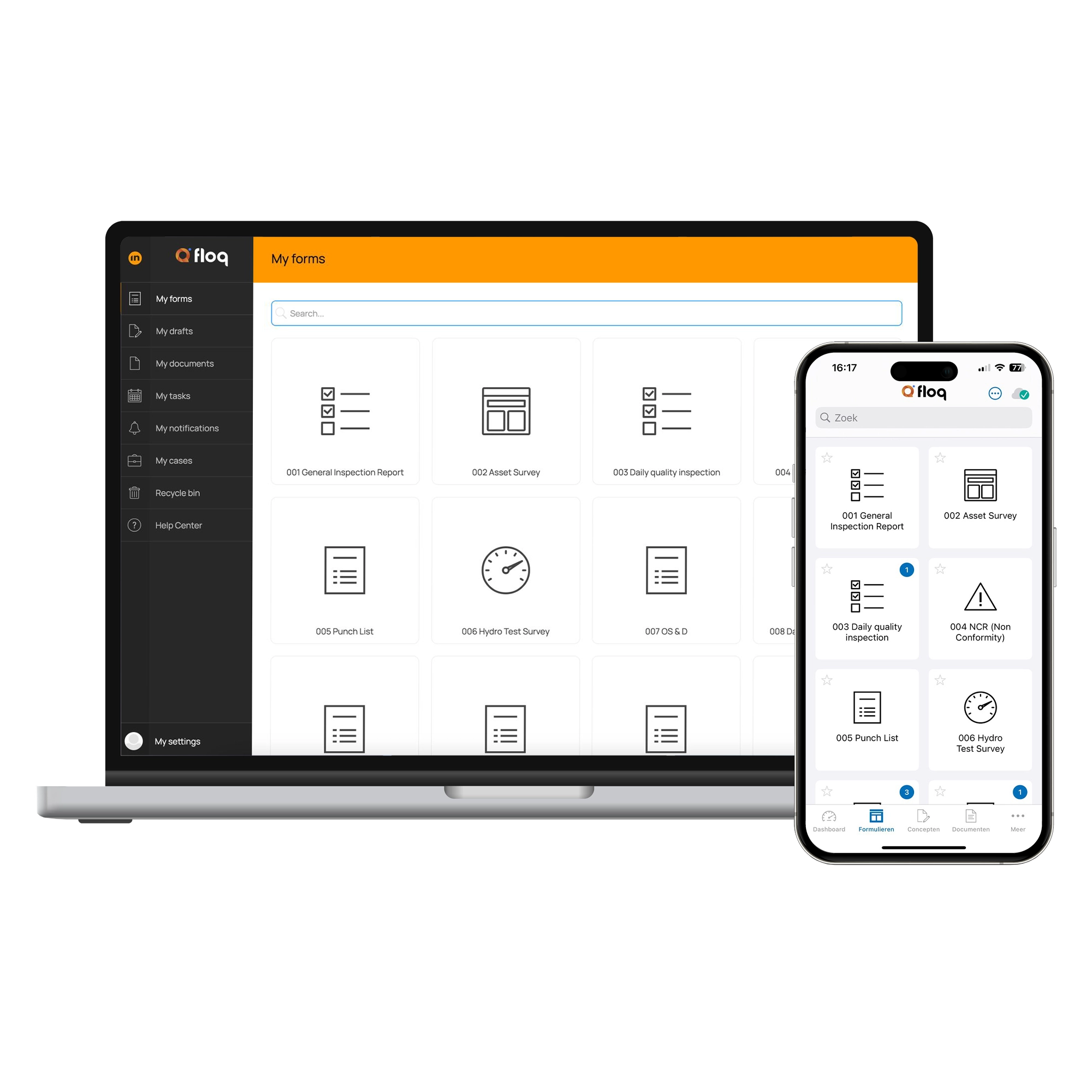 Forms floq Control laptop and mobile